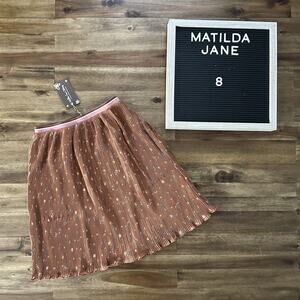 NWT Matilda Jane Just Imagine Winnie Pleated Brown Pink Floral Mini Skirt Tween
